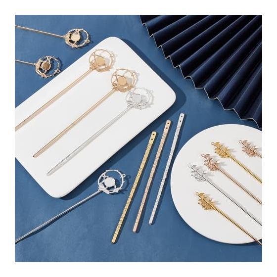 PH PandaHall Hair Sticks, Flower Hairpins, 18 Pcs Set, Alloy Hair Accessories for Women, Long Hair, Wedding, Party, Gift, Approx. 14-17cm Length, 9