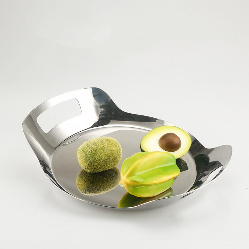 Vintage Silver Stainless Steel Fruit Tray, Salad Bowl, Tableware, Snack Storage Tray, Coffee Shop Decoration Service Tray