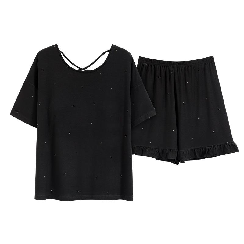 Women's Plus Size Short Sleeve Modal Cotton Pajama Set - Lightweight and Suitable for Outdoor Wear