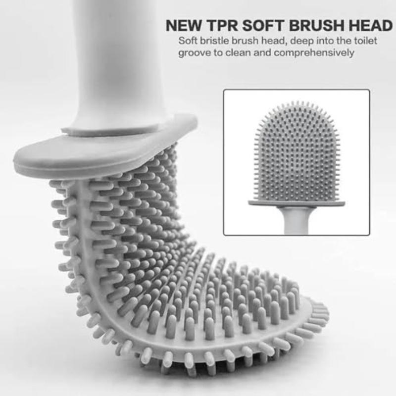 Soluție de curățare pentru perie de toaletă din silicon suspendată cu mâner lung Soluție de curățare flexibilă Perie de baie Suport cu uscare rapidă Accesorii pentru baie