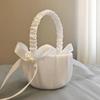 20 Cm White Flower Girls Basket Silk Wedding Basket for Flower Bride/Kids Hand Held Wedding Ceremony Party Decorations