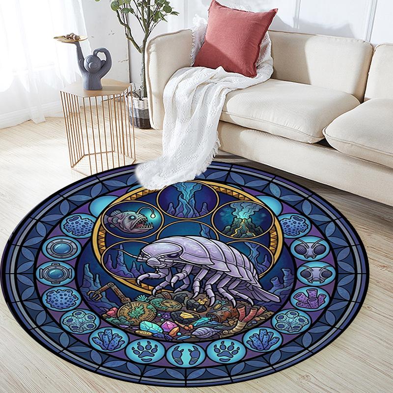 Aquatic Life Mandala Round Area Rug Under Office Chairs Bedroom Living Room Home Decor