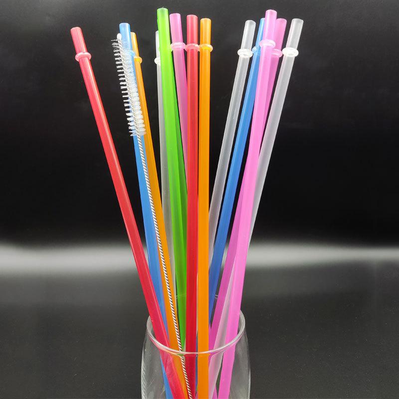 12pcs Reusable Random Color Clear Plastic Glitter Straws, 23CM Extra Long Tumbler Straws for Cups,Plus Cleaning Brush