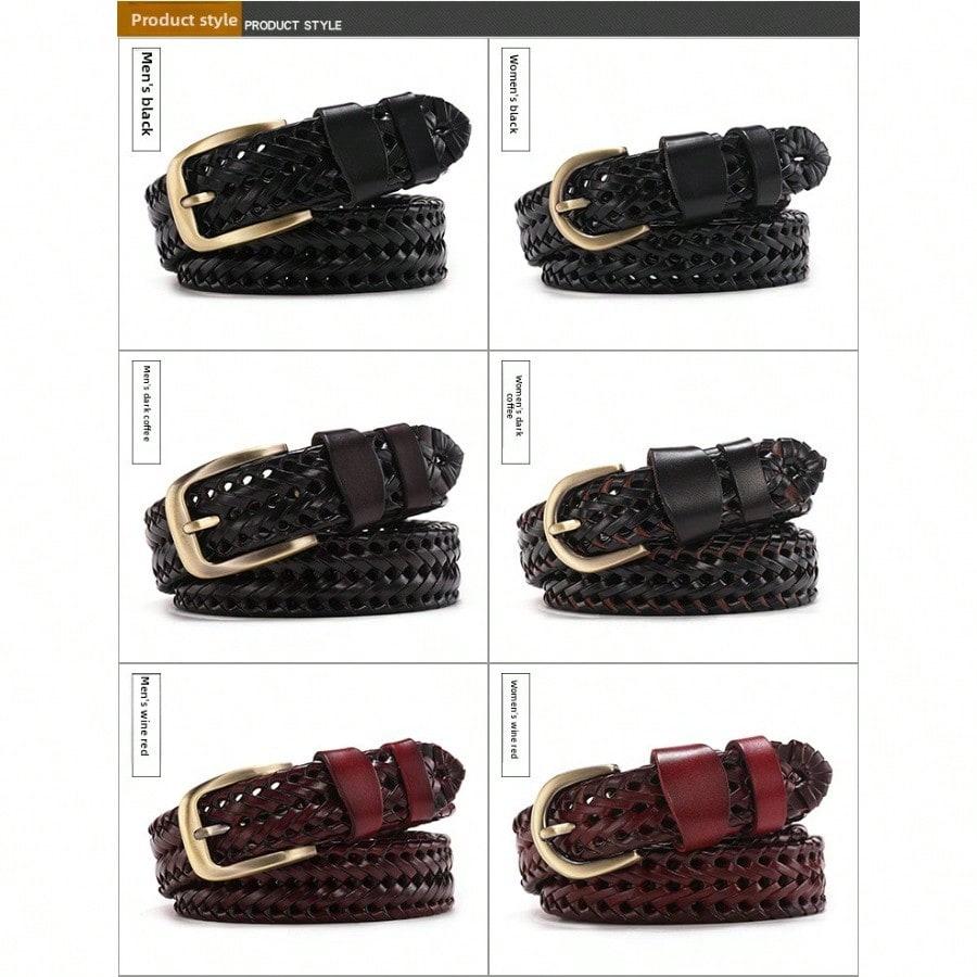 Youth Vintage Handwoven Belt Men's and Women's Leather Pin Buckle Belt Men's Belt