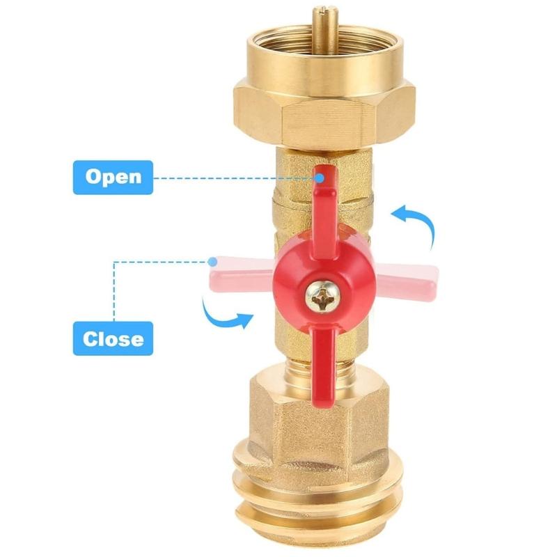 Quick Connect Adapter 1/4Inch Ball Valves Switches 20lb To 1lb Cylinders Converter for Camping Outdoor Cooking Equipment