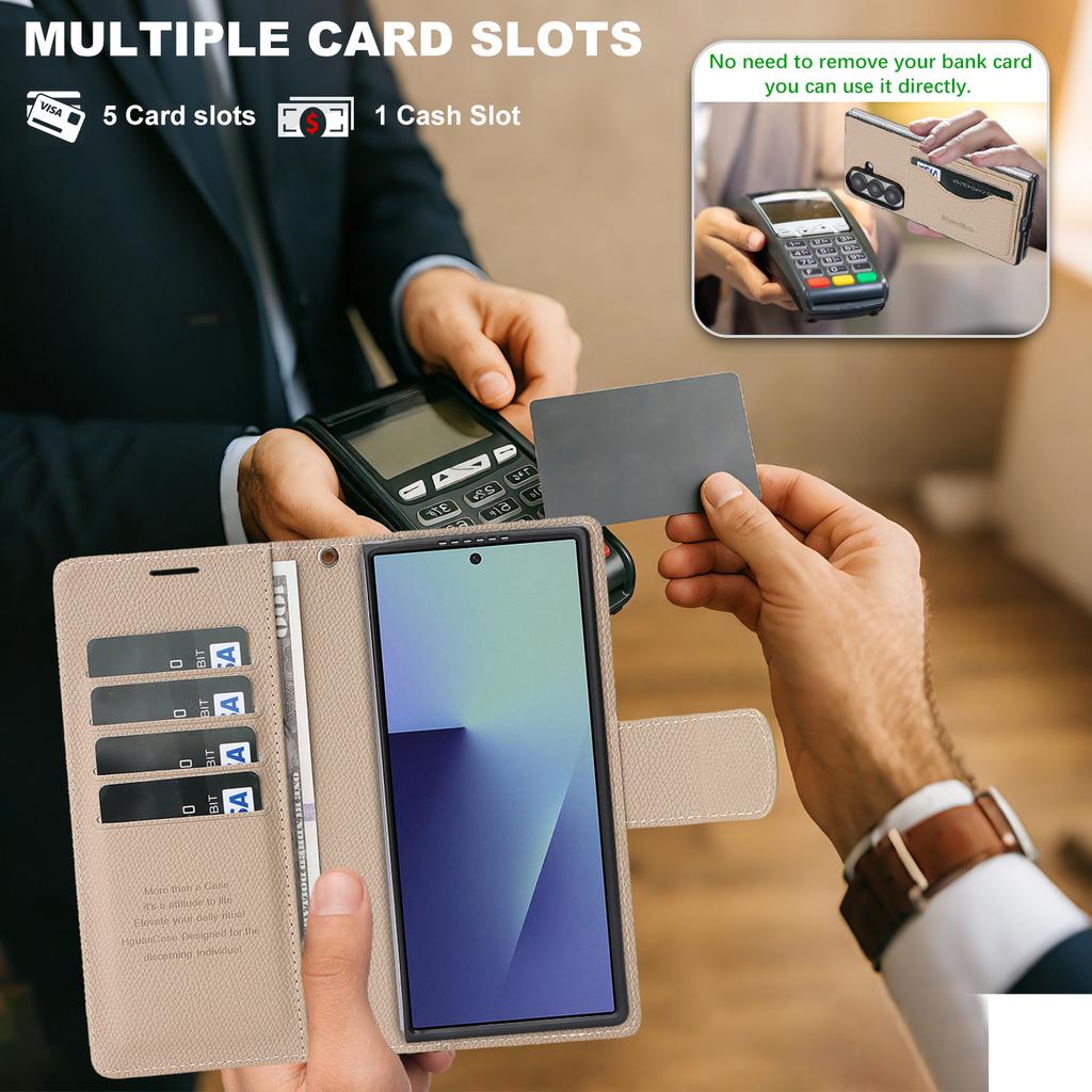Detachable Leather Case for Samsung Galaxy Z Fold 7 ZFold 6 5 4 3 RFID Blocking Multiple Card Holder Wallet Phone Cover+Lanyard