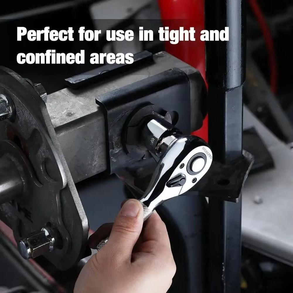 Reversible Stubby Ratchet Wrench Quick-Release Socket Ratchet Wrench  Repair Hand Tools