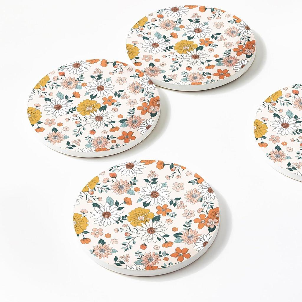 Ceramic Coasters with Matt Finish On Top & Cork Base | Coasters for Cups Set of 6 |