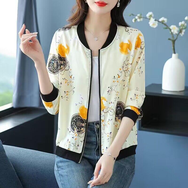 Summer Plus Size Chiffon Sunscreen Jacket Women's Printed Lightweight Cardigan