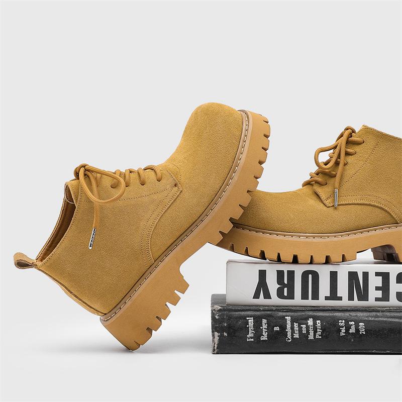 Plateau Derby Schuhe Herren Frühling Plateau Großer Kopf Martin Schuhe Vintage Werkzeugstiefel-X