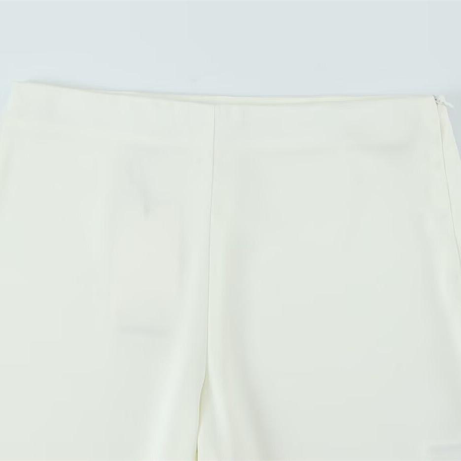 Silk Satin Texture Top & High-Waisted Pants Set