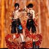 Anime One Piece Figure Flame Fingertip Ace Top Decisive Battle Standing Posture Scene Collect Statue Model Desk Toys Gift