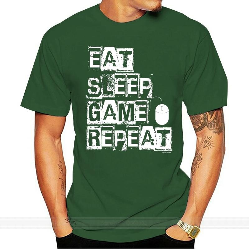 Shubuzhi Summer Brand MenS Homme Brand Clothing for Men Eat Sleep Game Repeat Pc Mouse TShirt Men Damen Unisex Hip Hop Tshirts