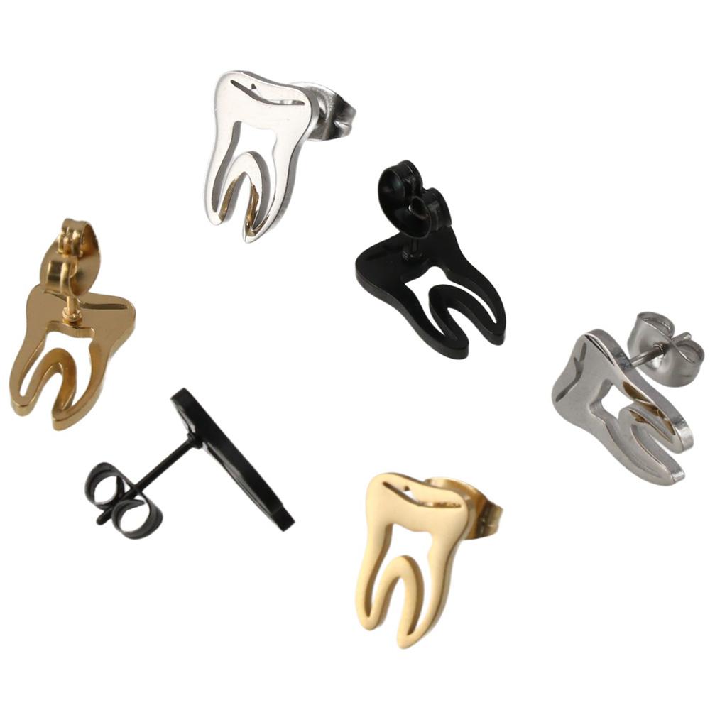 For Women Asymmetric Stud Earrings Stainless Steel Tooth Stud Earrings Doctor Nurse Accessories