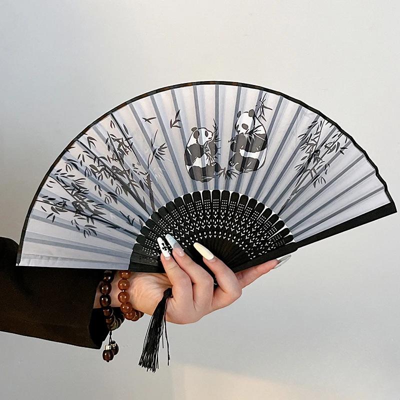 

Мужской ханьфу с кисточками, тушь, древний стиль, дух феи, женский новый китайский стиль, шелковая ткань, бамбуковый веер, складной