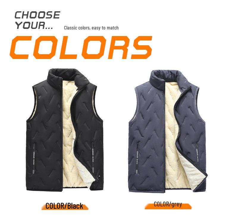 Unisex Plus Size Winter Thickened Down Cotton Stand Collar Vest