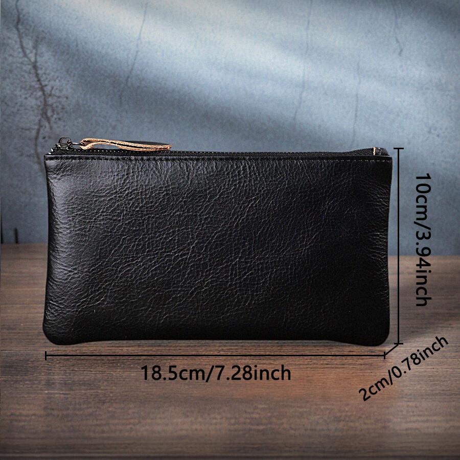 Ultra Thin Wallet Men's and Women's 6-inch Mobile Phone Bag Zipper Long Design Large Capacity Fashionable and Casual Top Layer Cowhide Clutch Bag