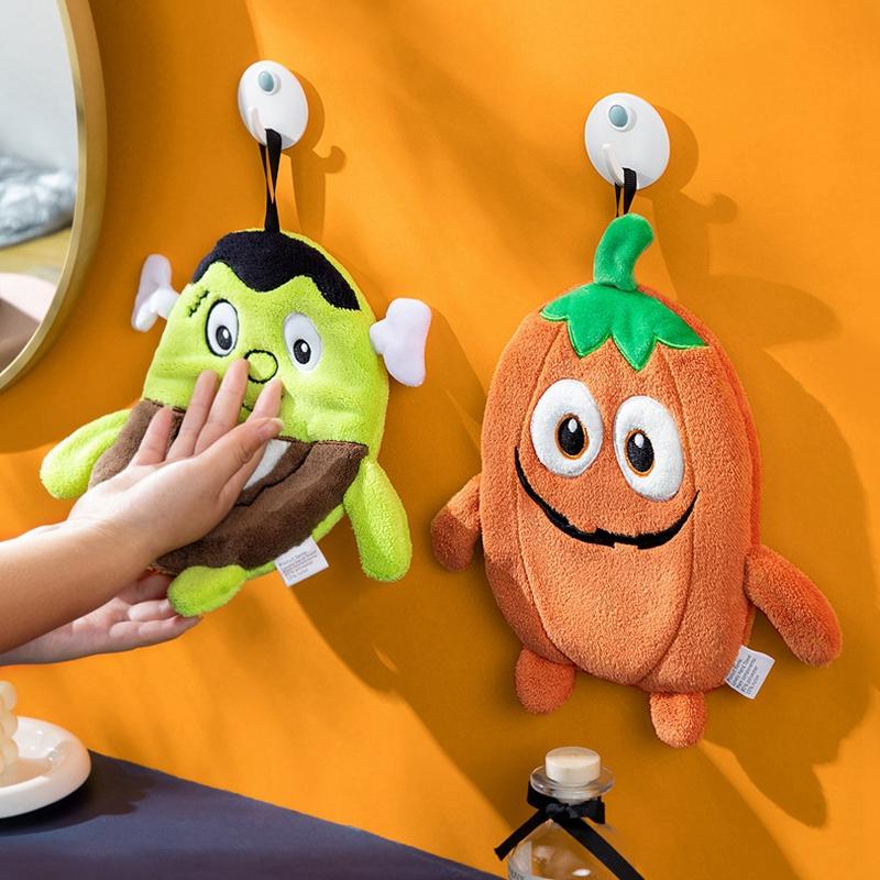 Halloween Decor Itemation Hand Towel Thicken Coral Fleece Towel Hanging Handkerchief For Kitchen Bathroom Accessories