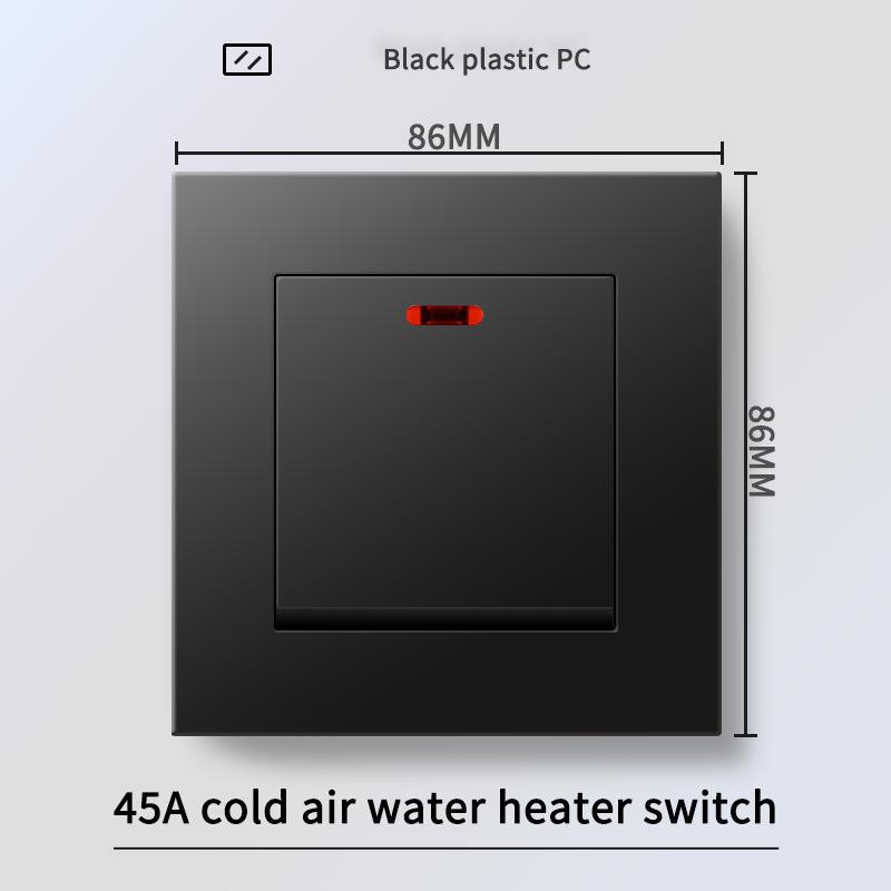13A British Standard Socket with USB & Type-C Fast Charging, Light Switch, Black Panel for Hong Kong & Macau