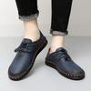 Herr Blå Mockasiner Vandringsskor Slip-on Handgjorda Körskor Casual Läder Breda Utomhusskor Större Storlekar