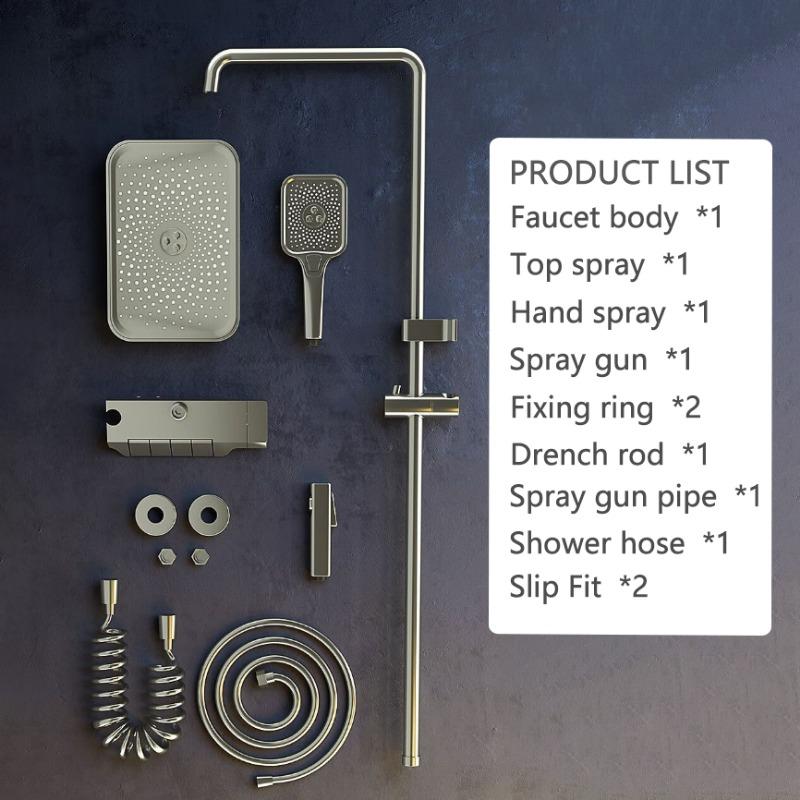 Piano Button Shower Digital Shower Set Thermostatic Home Shower Piano Key Shower System Spa Bathroom Shower System Sets