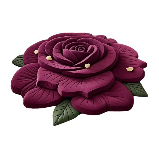 3D Visual Flower Shaped Floor Mat Non Slip Floral Bathroom Rug Super Absorbent Illusion Carpet for Tub Shower Bedroom Kitchen