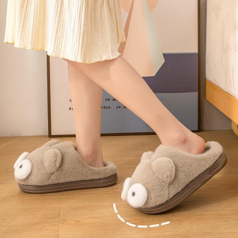 Cute cotton slippers women's winter new indoor home thick bottom warm outdoor slippers men's winter