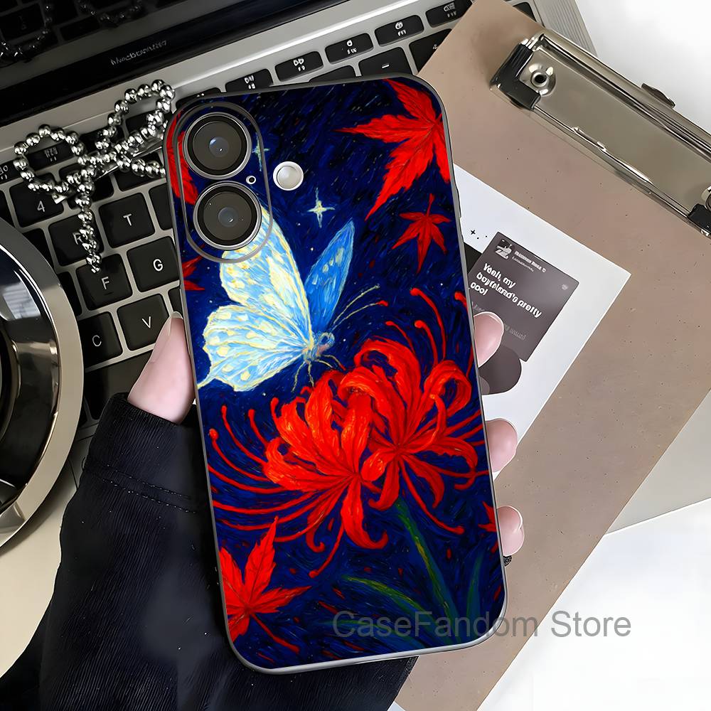 Ghoul Red Spider Lily Tokyo For iPhone 17,16,15,14,13,12,11,Pro,Max,Plus Magnetic Wireless Charging Transparent gray Phone Case