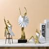 Golden Dancing Girl Sculpture Entrance Bookcase Decoration Abstract Art Character Statue Fun Girl Interior Aesthetic Decoration