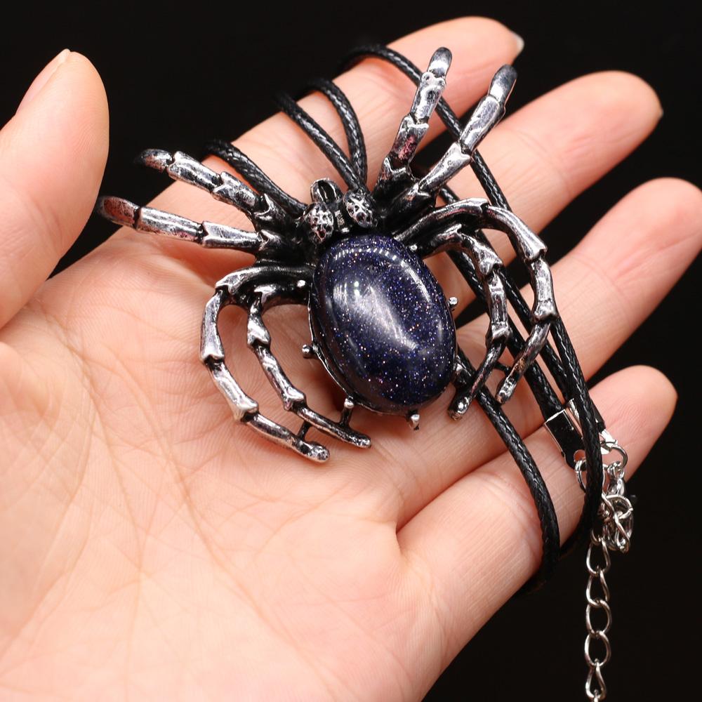 Natural Shell Alloy Necklace Spider-Shaped Brooch Pendant Charms For Elegant Women Love Romantic Gift