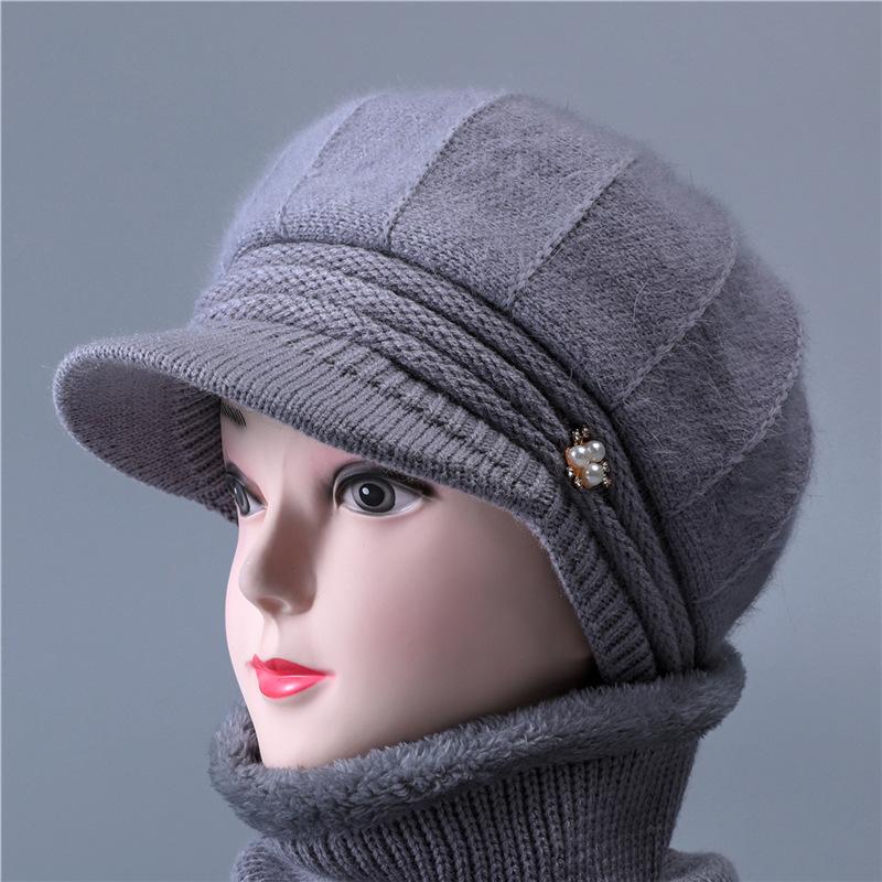 

Зимняя шапка женская шапка из кроличьего пуха флисовая теплая шапка вязаная шапка one size elastic