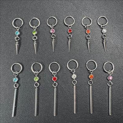 Punk Grunge Rock Long Pendant Spike Earring Fashion Steel Goth Aesthetic Charm Zircon Dangle Drop Earring Jewelry Hip Hop Y2K