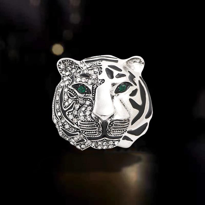 Duże Markowe Broszki Tygrys z Cyrkoniami dla Kobiet Mężczyzn 2-kolorowe Rok Tygrysa Broszka na Imprezę Przypinka Prezenty