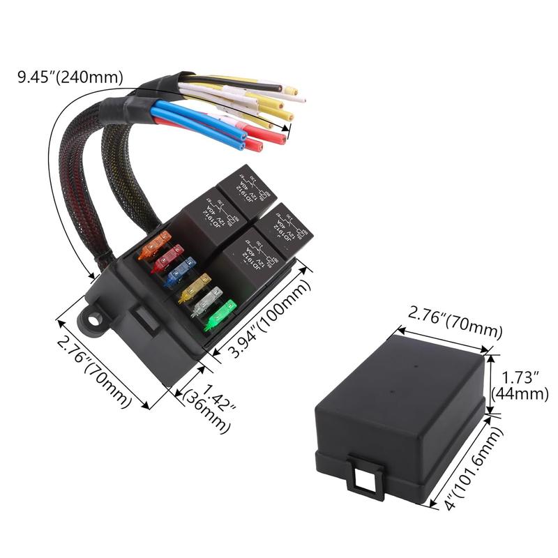 Pre-Wired Fuse Relay Box, 2/3/4/6 Way 4-Pin 40A Relay Block Kit, for Cars Truck Marine Boat Jeep