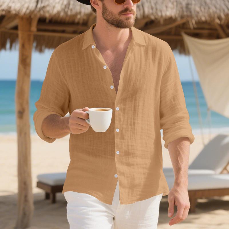 

Men s Fall Outfits for Daily Wear Men s Linen American Loose Hawaiian Casual Long-sleeved Button-down Lapel Shirt 3XL