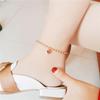 Korean Style Rose Gold Heart Anklet - Women's Versatile Titanium Steel Chain In Black and Red