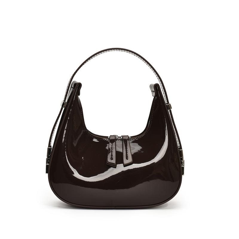 Niche design patent leather handbag women's new spring fashion versatile shoulder bag underarm bag