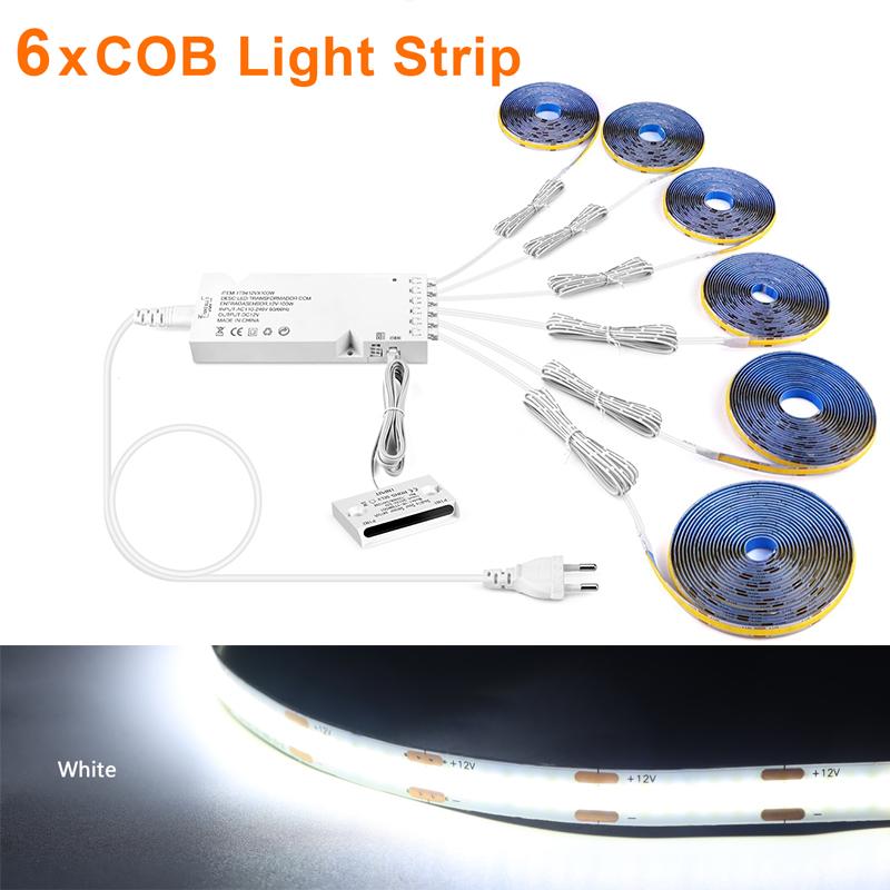 12V COB LED Strip Light Smart Double Door Sensor Switch Cabinet Lights for Your Room Lighting Dupont LED Tape Door Open Light-ON