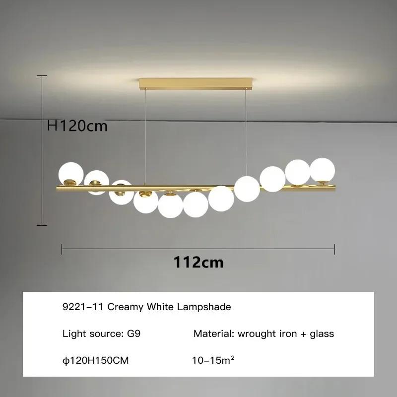 Modern minimalist ceiling chandelier glass ball LED long dining table dining room chandelier kitchen chandelier office hanging