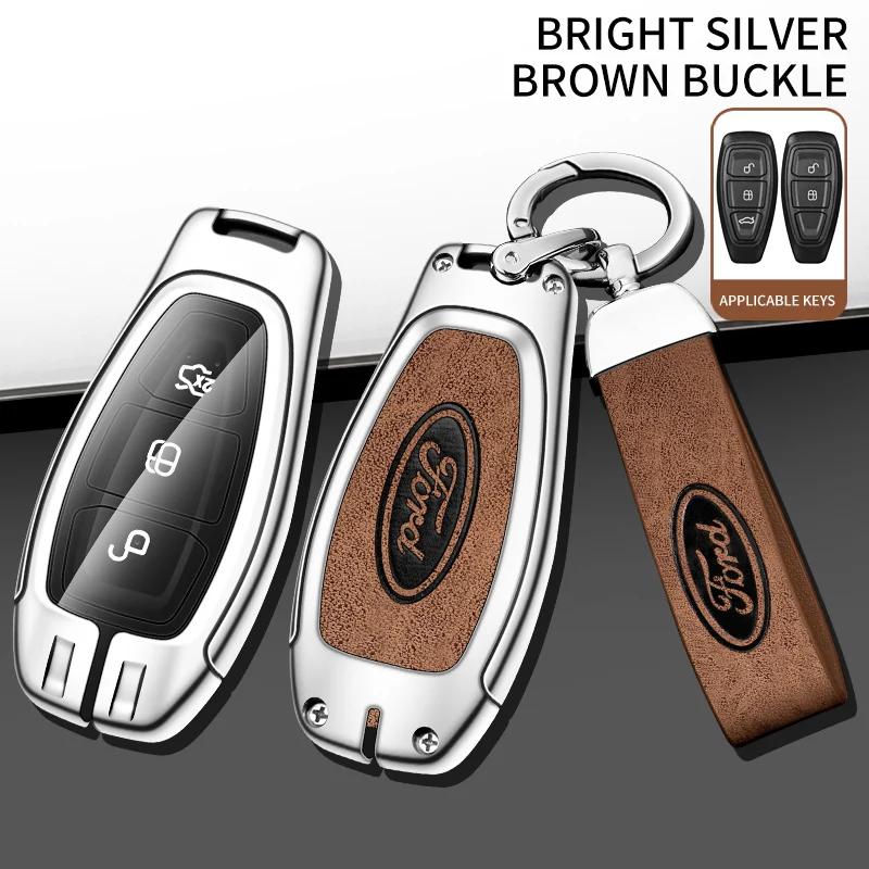 Metall Leder Fernbedienung Schlüsselanhänger Hülle Schutzhülle Für Ford Puma Grand C-Max Focus Mondeo Kuga j278 Fiesta EcoSport Transit