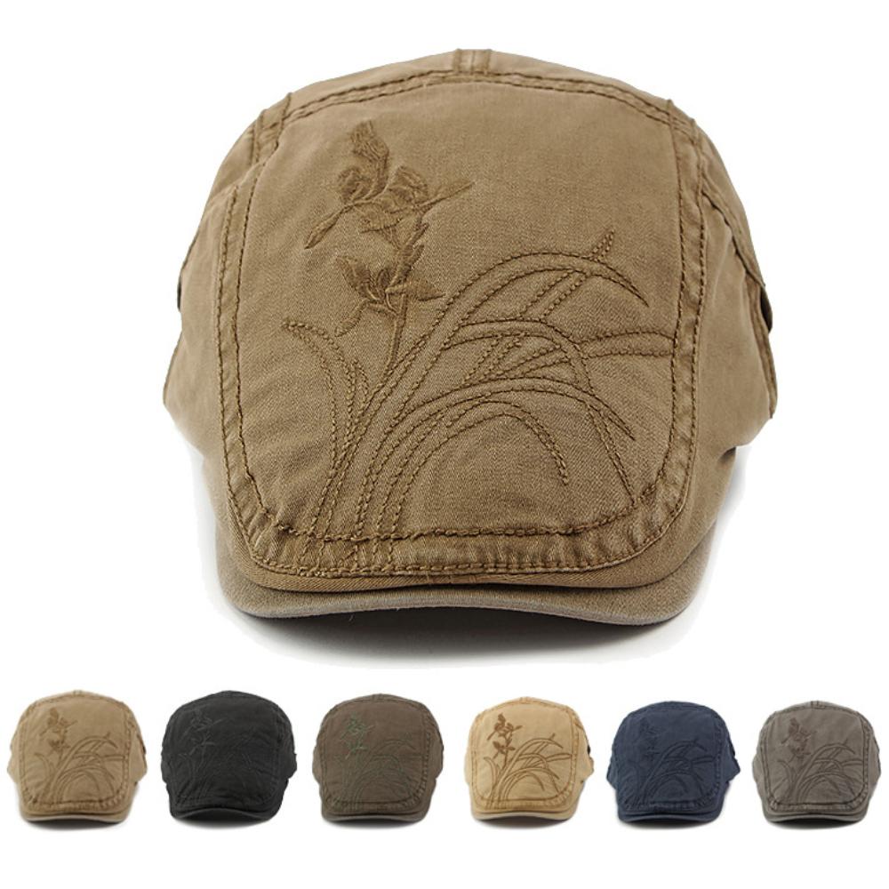 HT4406 Berets for Men Women Vintage Artist Painter Beret Hat Male Female Cotton Ivy Flat Cap Spring Adjustable Floral Beret Cap