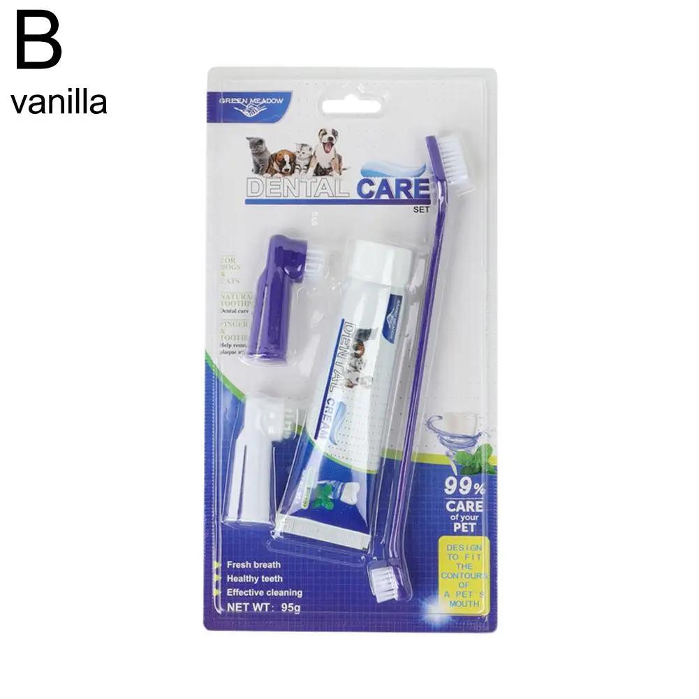 Pets Tartar Control Kit For Dogs Contains Toothpaste Toothbrush And Fingerbrush 4-Piece Dental Care Kit For Pet Teeth Clean Z5S2