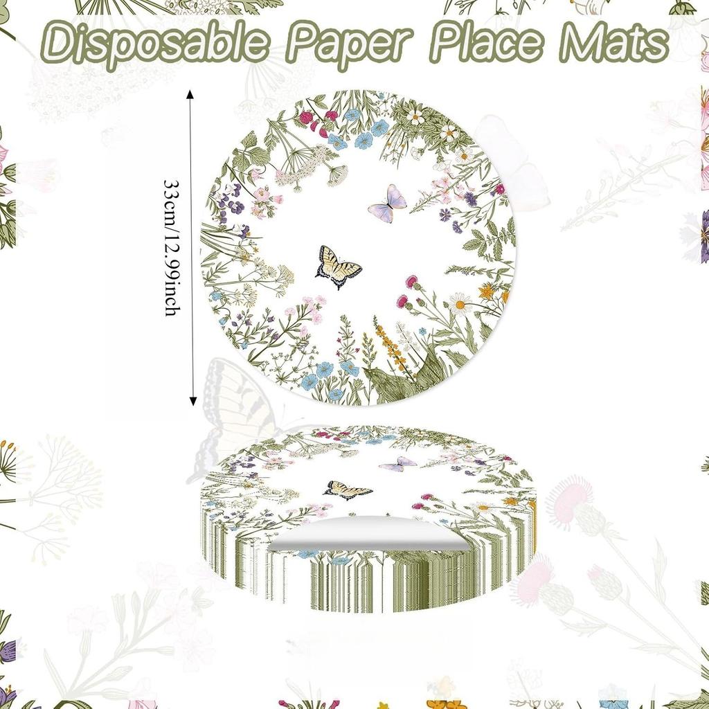 Retro Wildblumen-Platzset für Geburtstage, Hochzeiten oder Teepartys