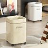 Dual-Use Square Trash Can with Wheels - Light Luxury Wastebasket for Kitchen & Bathroom, Large Capacity