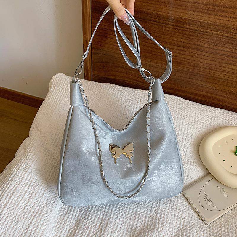 

Women s large-capacity textured commuter butterfly shoulder messenger bag 2025 soft leather high-value versatile ins tote bag