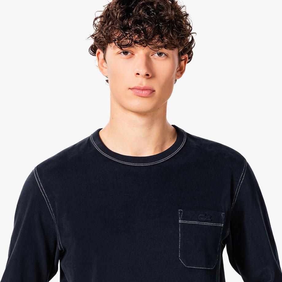 Lacoste Men's Stitch Crew Neck Pocket Long Sleeve Brushed T-shirt TH367E-55NHDE