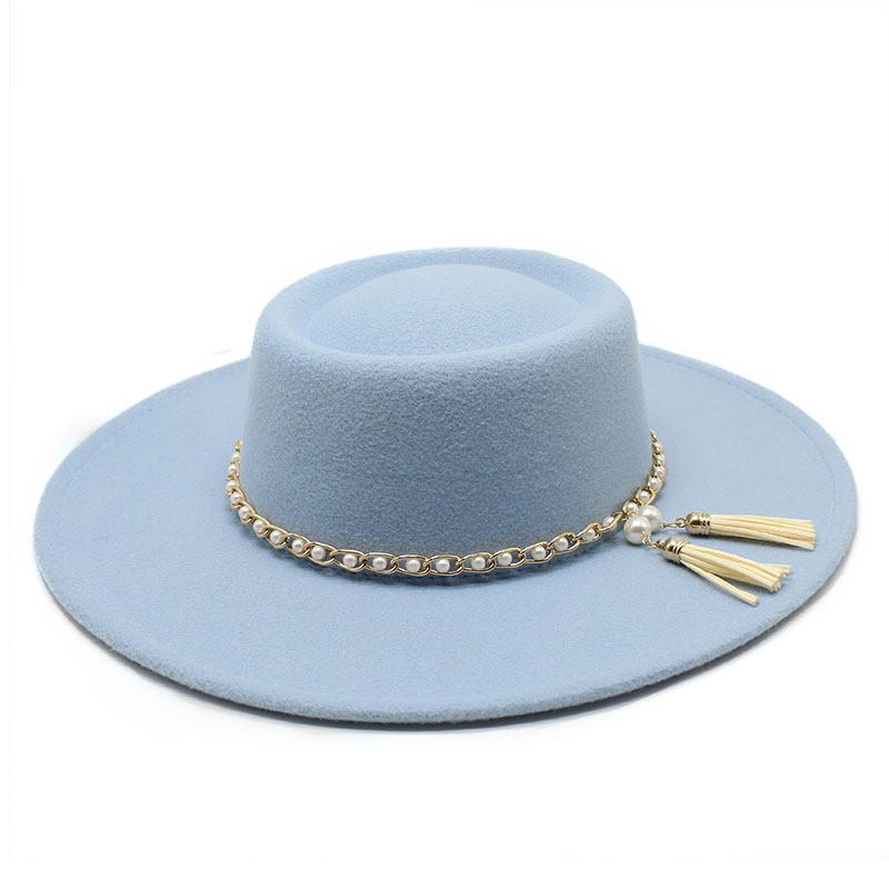 Men Women Wool Felt Round Crown Wide Brim Sun Protection For Travel Outdoor