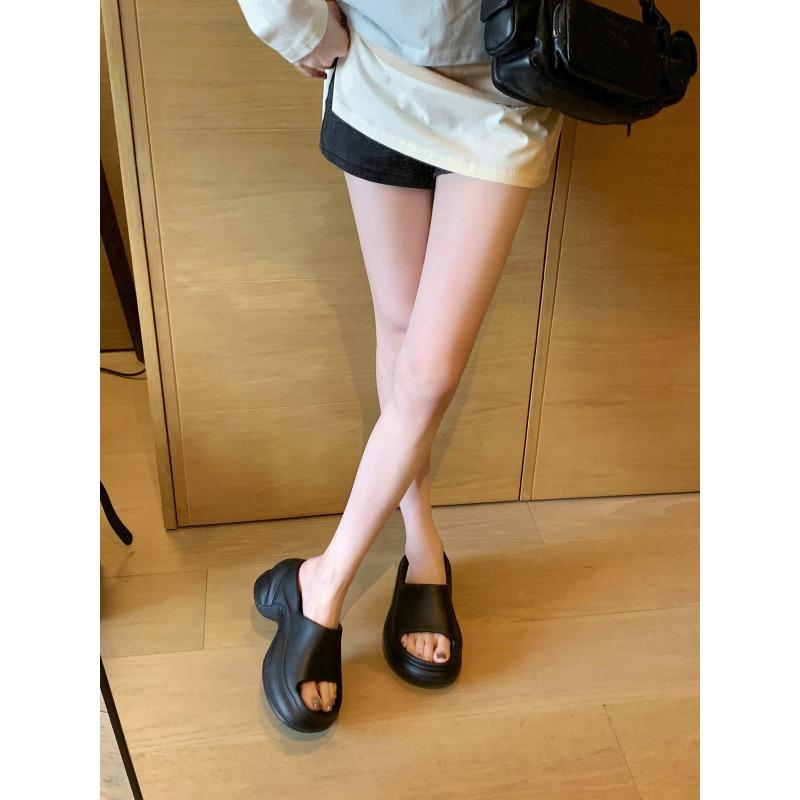 

Новая обувь для увеличения роста для женщин Новые крутые шлепанцы на толстой подошве-губке 40 чёрный