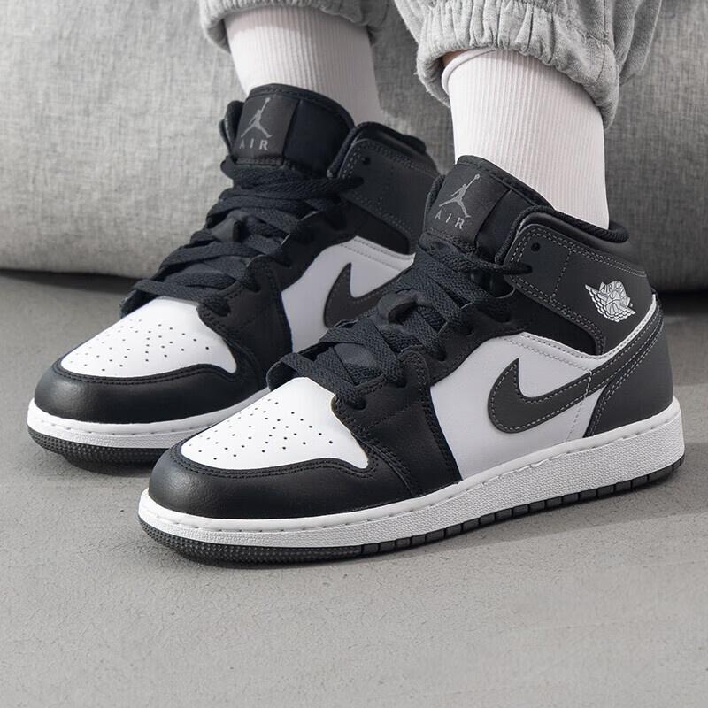 (GS) Air Jordan 1 Mid 'Black White Iron Grey' Kids' DQ8423-001