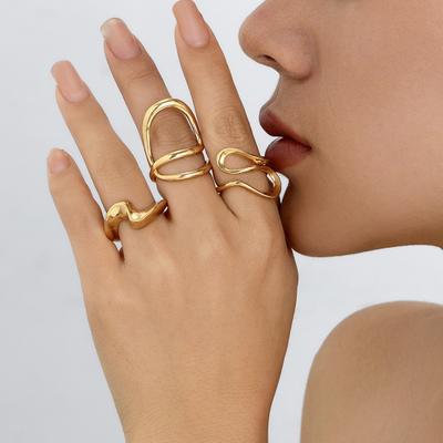 3/4Pcs Irregular Open Rings Minimalist Stacking Rings Women Geometric Finger Knuckle Ring for Birthday Christmas Gifts